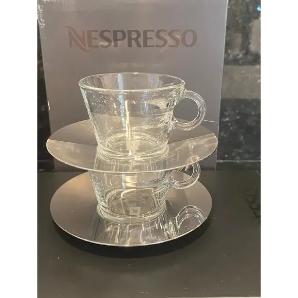 New in Box Nespresso VIEW Collection Cappuccino Cups and Saucers - Picture 3 of 9